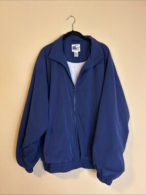 Tuff Stuff Vintage Blue Zip-Up Windbreaker Jacket Size L